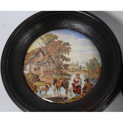 238 - Six Victorian Pratt Ware pot lids to include pictorial and tavern scenes, 'The Room in which Shakesp... 