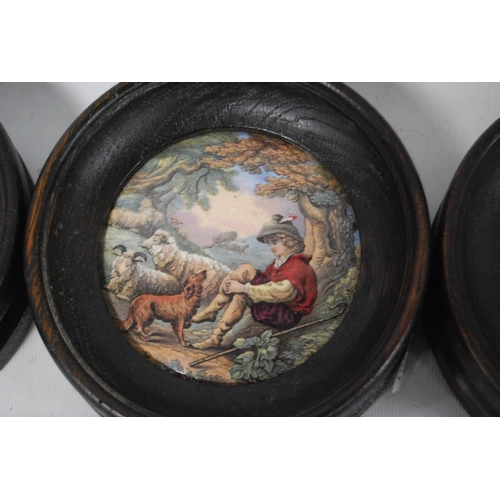 238 - Six Victorian Pratt Ware pot lids to include pictorial and tavern scenes, 'The Room in which Shakesp... 