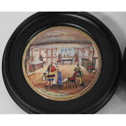 238 - Six Victorian Pratt Ware pot lids to include pictorial and tavern scenes, 'The Room in which Shakesp... 