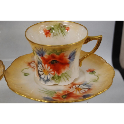 244 - Group of Nautilus Porcelain cabinet cups and saucers (Possil Pottery, Glasgow) comprising one trio a... 