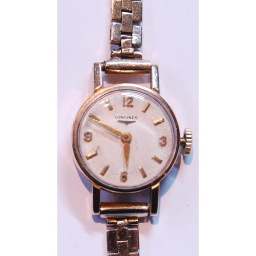 105 - Lady's Longines 9ct gold bracelet watch, 12g, excluding movement.