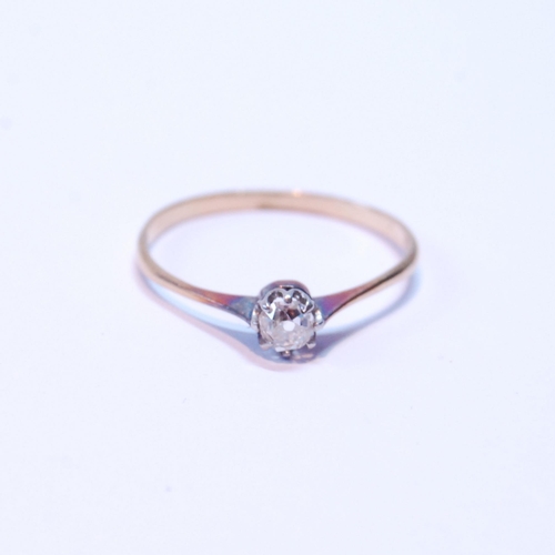 106 - Diamond solitaire ring with old-cut brilliant, approximately .4ct, size V.