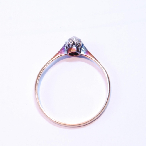 106 - Diamond solitaire ring with old-cut brilliant, approximately .4ct, size V.