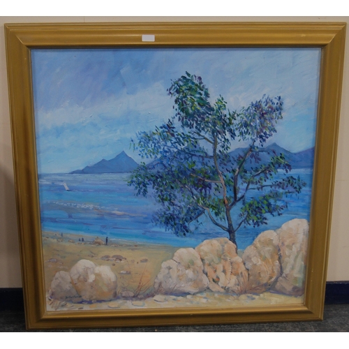 314 - Melville Brotherston (Scottish, 1942 - 2020)Seascape with tree to the foregroundSigned and dated '99... 