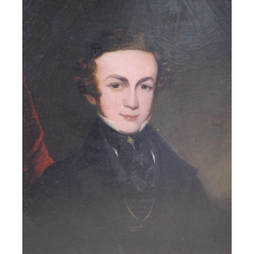 316 - 19th Century British SchoolPortrait of a gentleman dressed in black stock, quarter lengthOil on canv... 