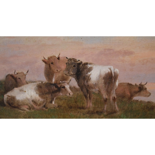 318 - 19th Century British SchoolCows grazing on a hill topOil on canvas, 27cm x 38cm.... 