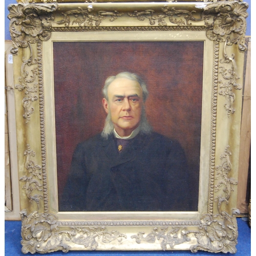 321 - 19th Century British SchoolPortrait of a gentleman wearing a black coat with a gold-coloured pin, ha... 