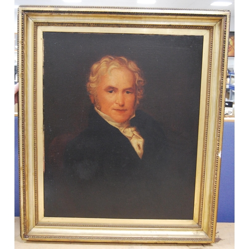 322 - 18th/19th Century British SchoolPortrait of a gentleman wearing a white jabot and black coat, half l... 