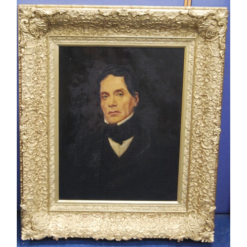 330 - 18th/19th Century British SchoolPortrait of a gentleman wearing a white collar and black jabot, quar... 