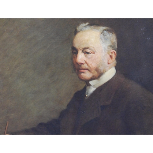 336 - 19th/20th Century British SchoolPortrait of a gentleman seated at a writing desk, half lengthOil on ... 