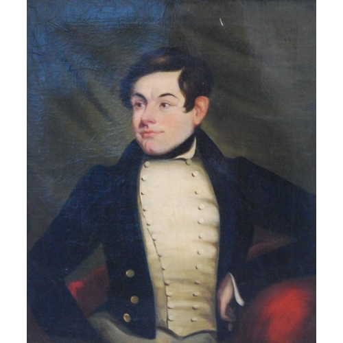 337 - 18th/19th Century British SchoolPortrait of a young Naval officer wearing a tunic and jacket, half l... 