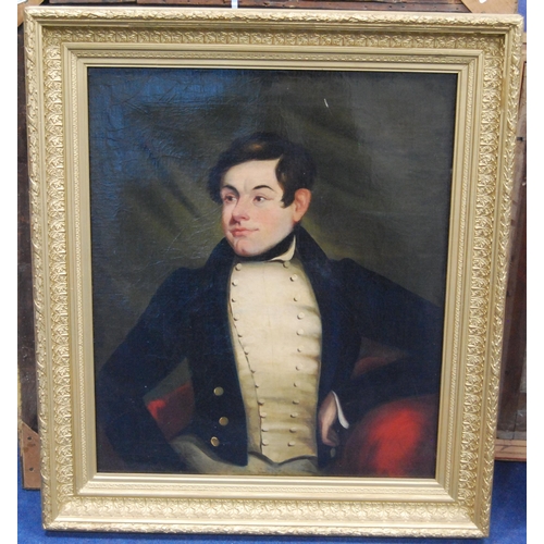 337 - 18th/19th Century British SchoolPortrait of a young Naval officer wearing a tunic and jacket, half l... 