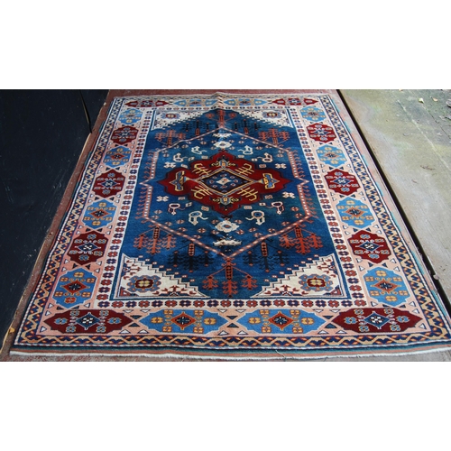 362 - Turkish rug decorated with a large geometric medallion to the centre, guls and further geometric mot... 