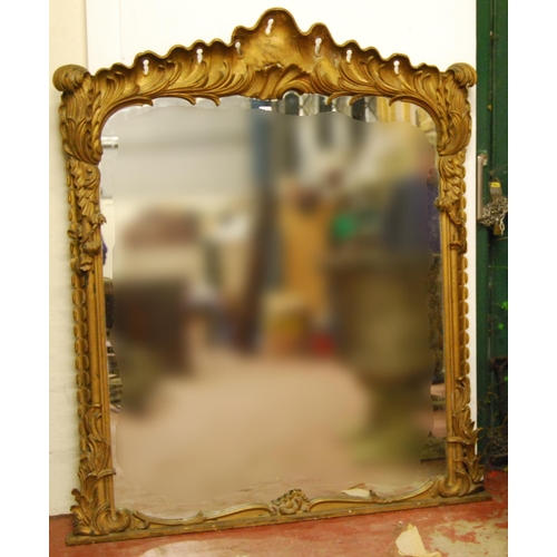 407 - Late 18th/Early 19th century French giltwood and gesso overmantel mirror with pierced roundels to th... 