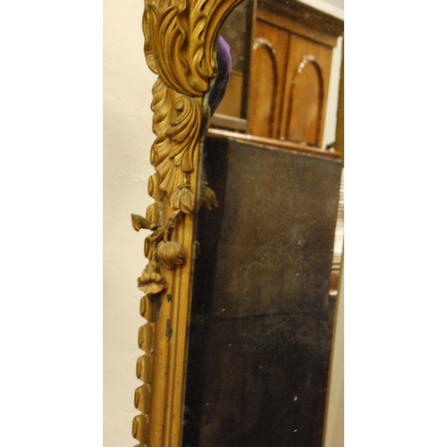 407 - Late 18th/Early 19th century French giltwood and gesso overmantel mirror with pierced roundels to th... 