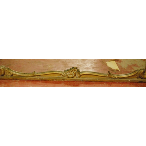 407 - Late 18th/Early 19th century French giltwood and gesso overmantel mirror with pierced roundels to th... 