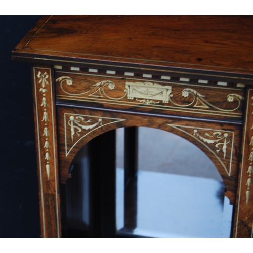 413 - Italian-style rosewood inlaid drawing room cabinet base, c. early 20th century, the central door fla... 