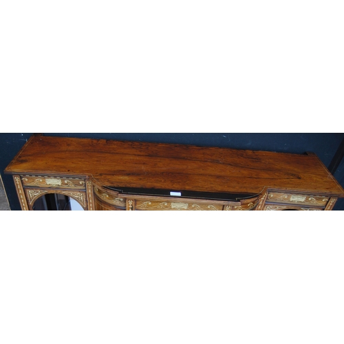 413 - Italian-style rosewood inlaid drawing room cabinet base, c. early 20th century, the central door fla... 