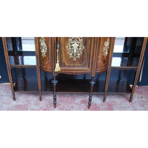 413 - Italian-style rosewood inlaid drawing room cabinet base, c. early 20th century, the central door fla... 