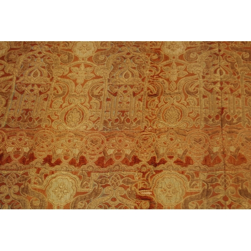 201 - Arts & Crafts influenced brocade throw decorated all over with scrolls and motifs on a multi-col... 