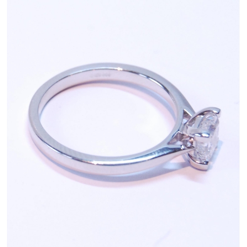 84 - Diamond solitaire ring with square modified-cut brilliant, in platinum, GLA report given as 0.76ct, ... 