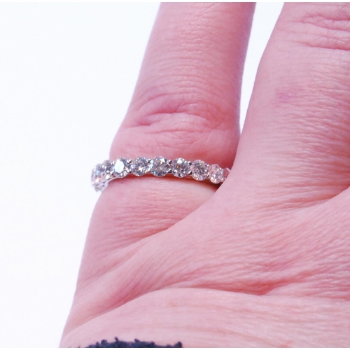 88 - Diamond eternity ring with twenty-two brilliants, each approximately .10ct, in platinum, size L.