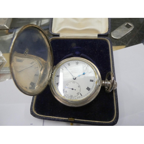 239 - Silver cased full hunter pocket watch by The Northern Goldsmiths Company, in original box, gross 116... 