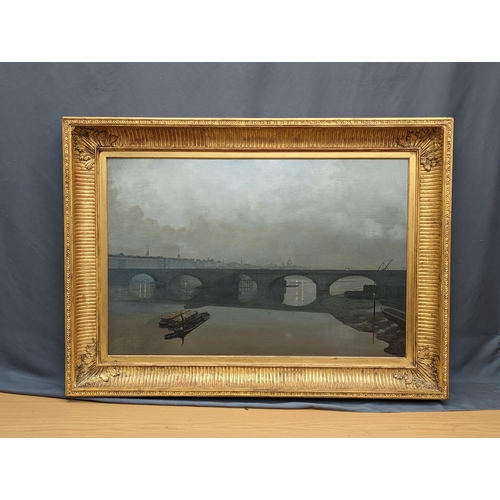 214 - ALGERNON CECIL NEWTON RA (British 1880-1968) *ARR* London Bridge Oil on canvas, signed with monogram... 