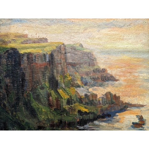 223 - WILLIAM J ELLIOTT (Irish) Cliffs Oil on board, signed lower left, 40cm x 50cm. F G Davis and Sons Lt... 