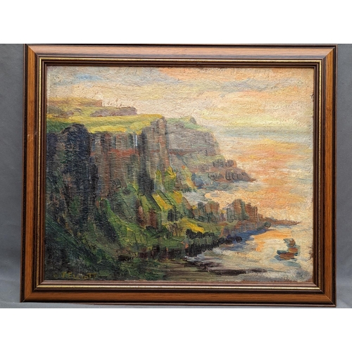 223 - WILLIAM J ELLIOTT (Irish) Cliffs Oil on board, signed lower left, 40cm x 50cm. F G Davis and Sons Lt... 