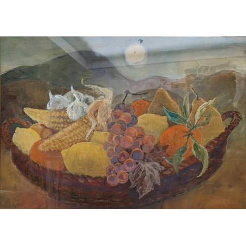 227 - JANE BENNIE FYFE (Scottish 1914-2011) *ARR* Fruit in a Landscape Gouache, signed lower right, 46cm x... 