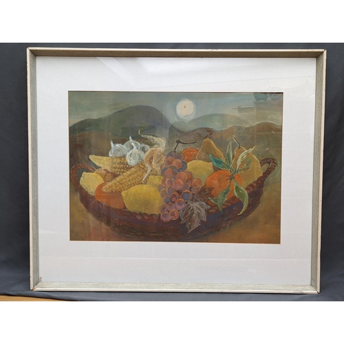 227 - JANE BENNIE FYFE (Scottish 1914-2011) *ARR* Fruit in a Landscape Gouache, signed lower right, 46cm x... 