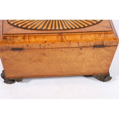 262 - Victorian burr walnut tea caddy, with reeded hinged top enclosing three original compartments, with ... 