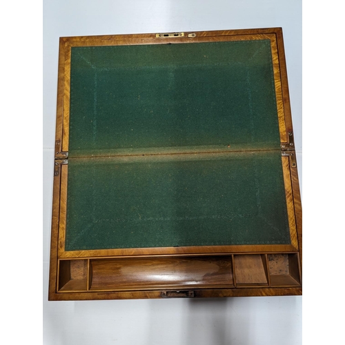 267 - Victorian specimen wood writing slope, to include satinwood, burr walnut, kingwood, coromandel and o... 