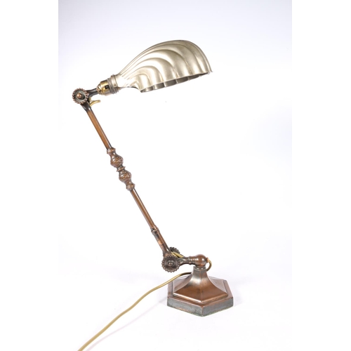 272 - John Dugdill & Co Art Deco industrial engineer's adjustable table lamp with scallop shell shade.