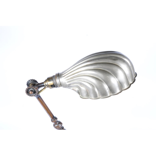 272 - John Dugdill & Co Art Deco industrial engineer's adjustable table lamp with scallop shell shade.