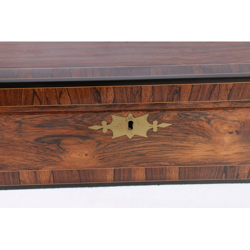 273 - 19th century cross banded rosewood writing slope with ebony edge and brass inlay, fitted interior, 5... 