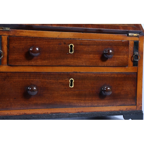 278 - 19th century apprentice piece in the form of a Georgian mahogany two-drawer bureau with inset marque... 