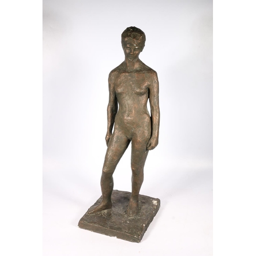 288 - 20th century plaster statue of a nude figure, unsigned, 73cm tall.