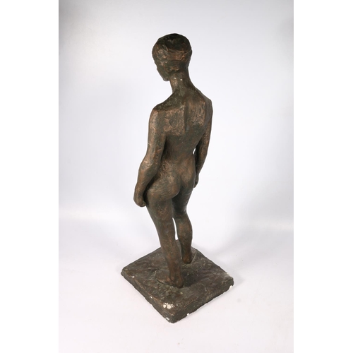 288 - 20th century plaster statue of a nude figure, unsigned, 73cm tall.