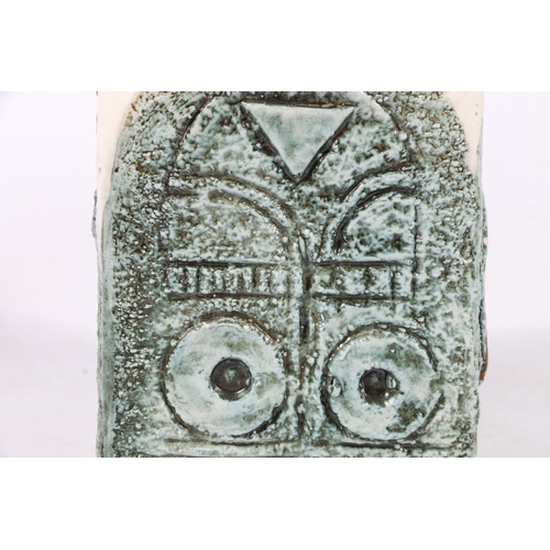 303 - Troika of Cornwall, a studio pottery chimney vase with textured geometric decoration, signed to the ... 