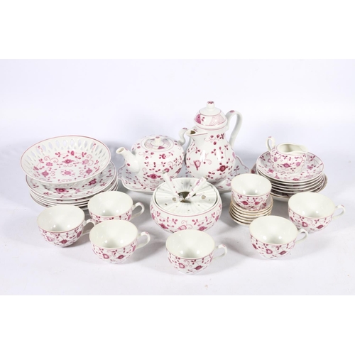 314 - August Warnecke twenty-eight piece China Purpur patten purple and white coffee and tea set, also six... 