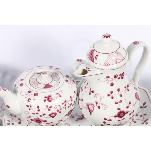 314 - August Warnecke twenty-eight piece China Purpur patten purple and white coffee and tea set, also six... 