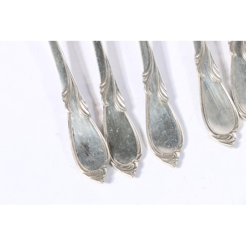 46 - Polish 800 grade silver suite of flatware comprising twelve table spoons, twelve table forks and nin... 