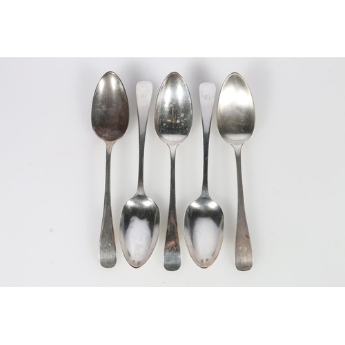 67 - Set of five silver Old English pattern table spoons by  John Graham, Edinburgh, 1808, 319g gros... 