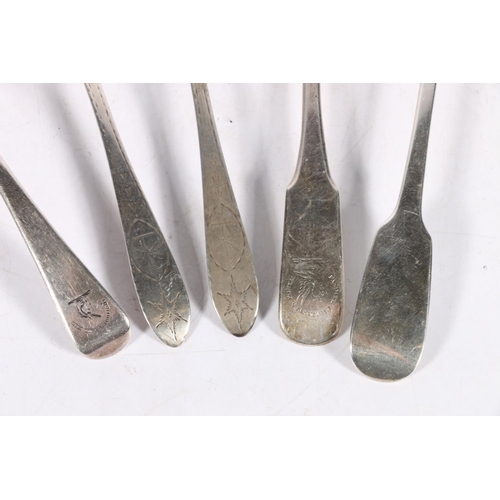 69 - Pair of George II silver bright star cut dessert spoons by Samuel Neville, Dublin, 1818, George III ... 