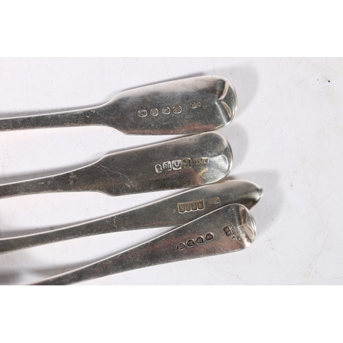 69 - Pair of George II silver bright star cut dessert spoons by Samuel Neville, Dublin, 1818, George III ... 