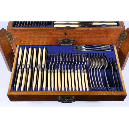 75 - William Lister and Sons of Newcastle-on-Tyne silver plated part set of flatware held in an oak three... 