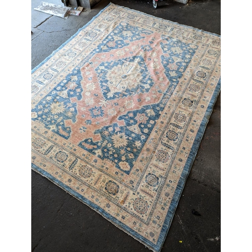 485 - Caucasian carpet with multiple layered medallions on foliate field within borders with multiple flow... 