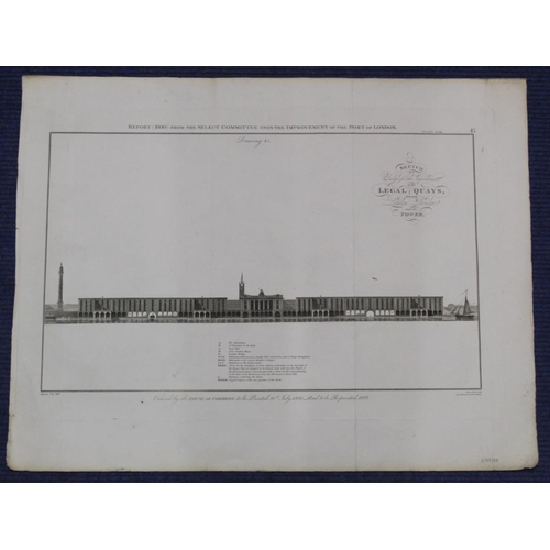 13 - TELFORD & DOUGLASS.  2 engraved elevations & sections for London bridges; also 3 similar inc... 